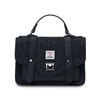 Image for Islander Medium Satchel Bag with HARRIS TWEED - Black Herringbone