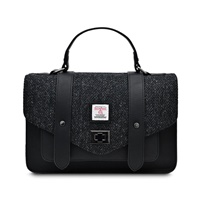 Image for Islander Large Satchel Bag with HARRIS TWEED - Black Herringbone