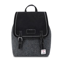 Image for Islander Jura Backpack with Grey Herringbone HARRIS TWEED - Black Suede Edition