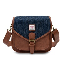 Image for Islander Large Saddle Bag with HARRIS TWEED - Navy Herringbone