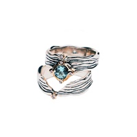 Image for Keith Jack Rocks N Rivers 2-Piece Ring, Sterling Silver 10K Yellow Gold Sky Blue Topaz