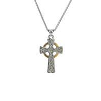Image for Keith Jack Sterling Silver and Yellow Gold Celtic Cross Pendant, Small