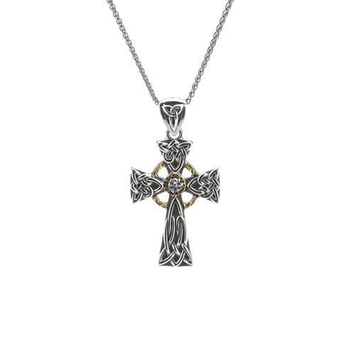 Small Cross Charm Necklace in Oxidized Sterling Silver
