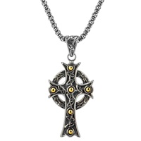 Image for Keith Jack Sterling Silver and 10K Yellow Gold Large Celtic Cross Pendant