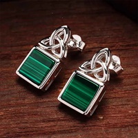 Image for Sterling Silver Trinity Knot with Malachite Drop Earrings