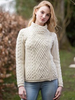 Image for Aran Crafts Shannon Side Zip Irish Cardigan Sweater, Natural