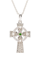 Image for Sterling Silver and Green CZ Celtic Knot Cross