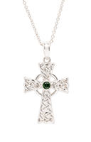 Image for Sterling Silver and Green CZ Celtic Cross