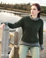 Image for Aran Crafts Ranelagh Pullover Celtic Knot Jacquard Irish Sweater, Green