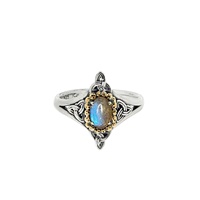 Image for Sterling Silver Trinity Knot Ring with Yellow Gold Bezel and Labradorite Center Gem - The Celestial Ring by Keith Jack