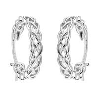 Image for Sterling Silver Medium Celtic Hoop Earrings