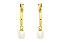 Image for 14k Gold Vermeil Freshwater Pearl Hoop Earrings