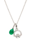 Image for Sterling Silver Crystal Claddagh with Agate Pendant