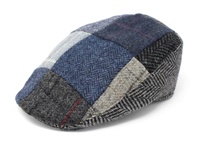 Image for Hanna Hats Donegal Touring Patchwork Cap Grey/Blue Tweed