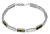 Image for Celtic Link Sterling Silver and Connemara Marble Bracelet