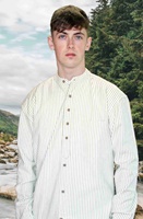 Emerald Isle Weaving Traditional Irish Grandfather Shirt, White with Green Stripes