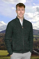 Image for Emerald Isle Knitwear Dunmore East Full Zip Fisherman’s Knit Sweater, Atlantic Marl