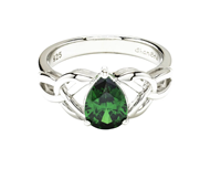 Image for Sterling Silver Emerald Trinity Knot Ring with Cubic Zirconia