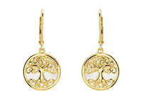 Image for 14kt Gold Vermeil Tree of Life Mother of Pearl Earrings