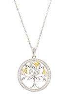 Image for Sterling Silver Gold Plated Tree of Life Necklace with Cubic Zirconia
