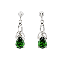 Image for Sterling Silver Emerald Trinity Knot Earrings with Cubic Zirconia