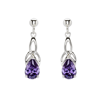 Image for Sterling Silver Amethyst Trinity Knot Earrings with Cubic Zirconia