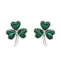 Image for Sterling Silver Malachite Shamrock Stud Earrings