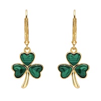 Image for Shanore 14kt Gold Vermeil Malachite Shamrock Drop Earrings
