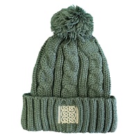 Book of Kells Cable Knit Bobble Hat, Thyme Green
