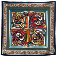 Image for Book of Kells Large Square Celtic Scarf, Thyme Green/Orange