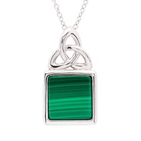 Sterling Silver Trinity Knot with Malachite Pendant