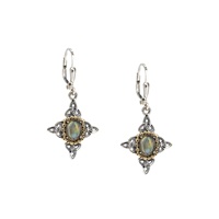 Image for Sterling Silver and 10K Yellow Gold Labradorite Celestial Leverback Earrings