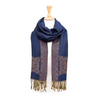 Mary Celtic Knot Reversible Scarf, Navy/Copper