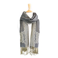 Image for Mary Celtic Knot Reversible Scarf, Grey/Cream