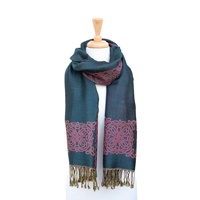 Image for Mary Celtic Knot Reversible Scarf, Teal/Pink