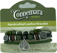 Image for Connemara Marble and Leather Hippy Bracelet with Tree of Life Charm