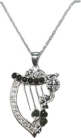 Image for Sterling Silver Irish Harp Pendant with Connemara Marble
