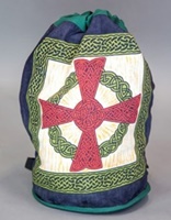 Image for India Arts Cotton Celtic Cross Backpack, Green