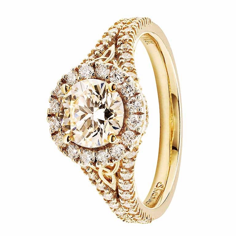 14K Yellow Gold Celtic Ring with 2ct Lab Grown Diamond Weight 0.005ct