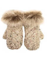 Image for Patrick Francis Shamrock Aran Knit Kids Mittens, Cream