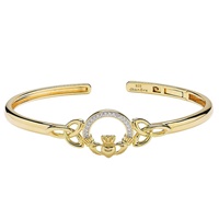 Image for 14kt Gold Vermeil Lab White Sapphire Claddagh Bangle