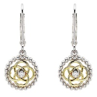 Image for Sterling Silver CZ Celtic Drop Earrings 1M
