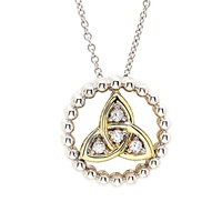 Image for Sterling Silver CZ Trinity Knot Necklace with 1M Gold Plate