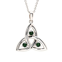 Image for Sterling Silver CZ Emerald Trinity Necklace