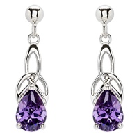Image for Sterling Silver Amethyst Trinity Knot Earrings with Cubic Zirconia