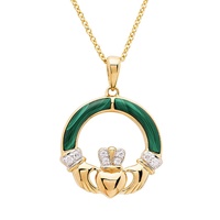 Image for 14kt Gold Vermeil Malachite Claddagh Pendant