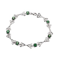 Shanore Sterling Silver CZ Trinity Bracelet, Green