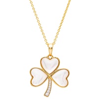 Image for 14kt Gold Vermeil Mother of Pearl Shamrock CZ Necklace