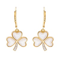 Image for 14kt Gold Vermeil Mother of Pearl Shamrock CZ Earrings