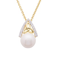 14kt Gold Vermeil Pearl/CZ Trinity Knot Necklace